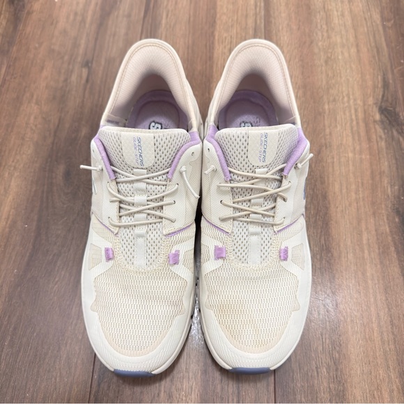 Skechers Shoes - Skechers Women's Cream and Purple Slip-On Sneakers size10